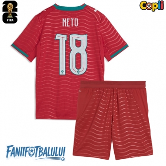 Portugalia Pedro Neto #18 Echipament de Fotbal Replică Mondial 2026 Copii Acasa (+ Șorturi)